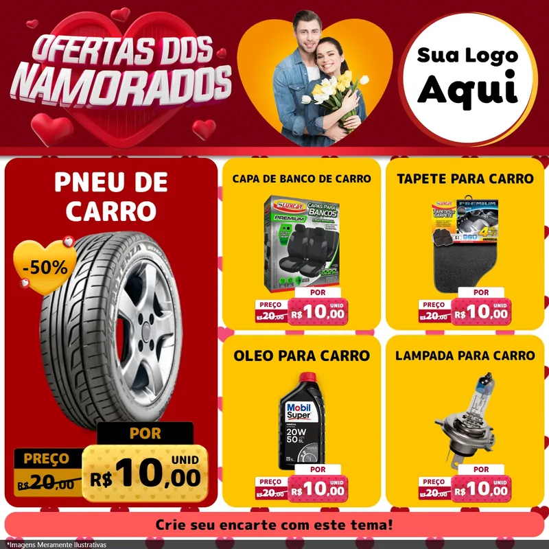Modelo de Rede Social para Feed Facebook com o tema Ofertas Dos Namorados para Auto peças