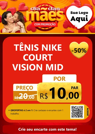 Modelo de Cartaz para Cartaz A4 Vertical com o tema Dia das Mães com Promoção para Calçados