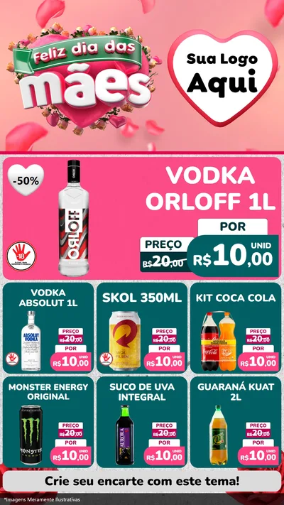 Modelo de Rede Social para Stories com o tema Feliz Dia das Mães para Distribuidora de bebidas