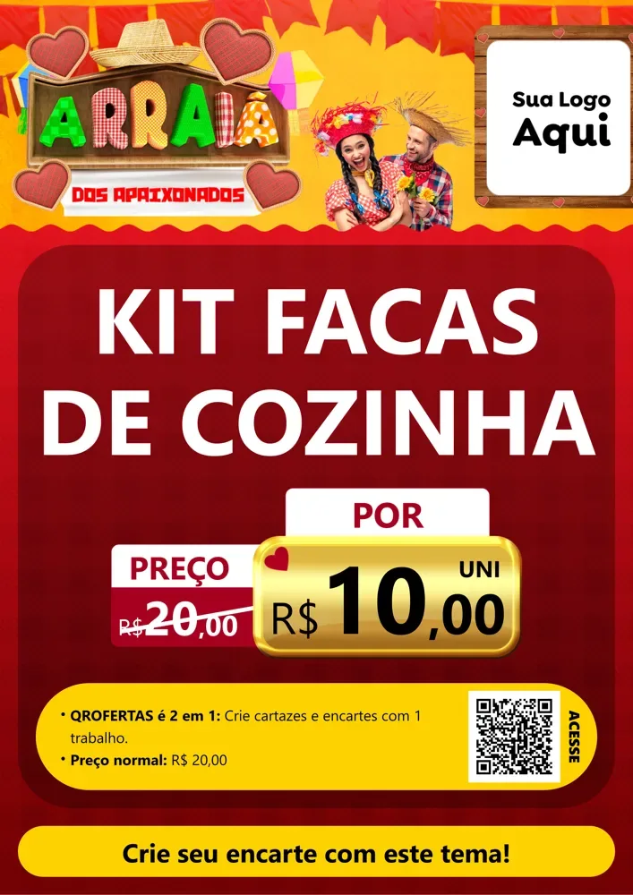 Modelo de Cartaz para Cartaz A4 Vertical com o tema Arraiá Dos Apaixonados - Junina para Utilidades Domésticas