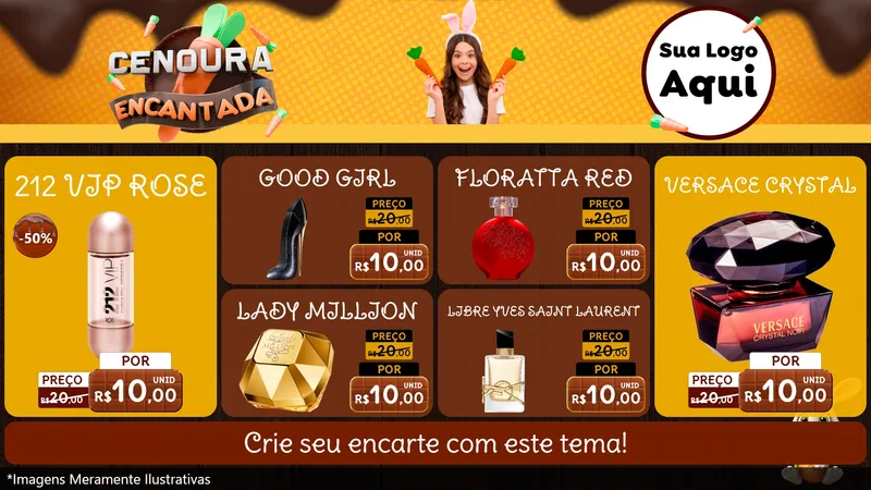 Modelo de TV para TV Horizontal com o tema Cenoura Encantada - Páscoa para Perfumes