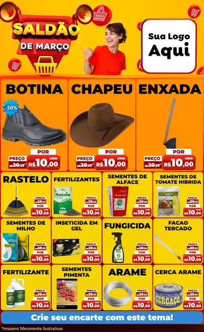 Modelo de Encarte para Encarte Grande com o tema Saldão de Março para Agropecuária