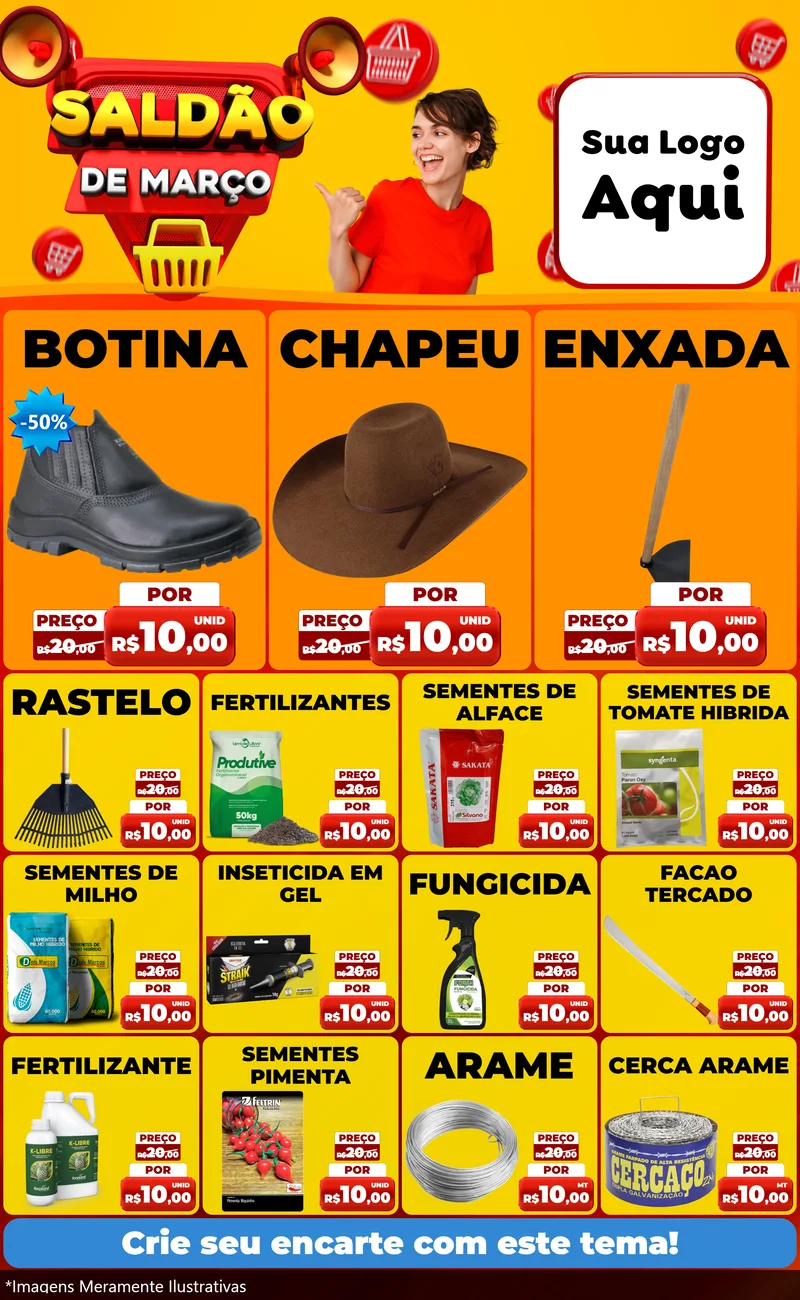 Modelo de Encarte para Encarte Grande com o tema Saldão de Março para Agropecuária