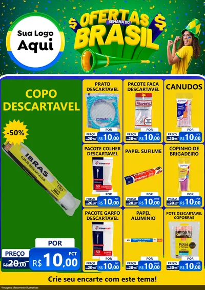 Modelo de Encarte para Encarte A4 Vertical com o tema Ofertas Semana do Brasil para Embalagens
