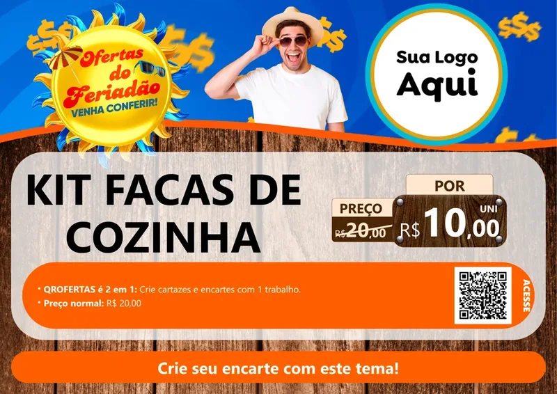Modelo de Cartaz para Cartaz A4 Horizontal com o tema Ofertas do Feriadão para Utilidades Domésticas
