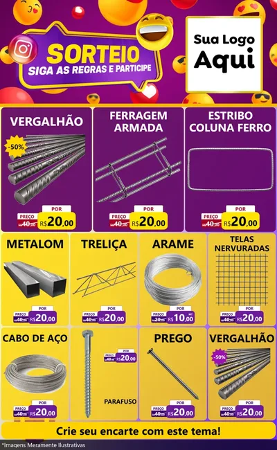 Modelo de Encarte para Encarte Grande com o tema Sorteio para Ferragens