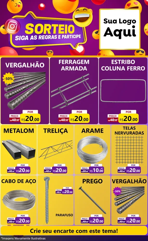 Modelo de Encarte para Encarte Grande com o tema Sorteio para Ferragens
