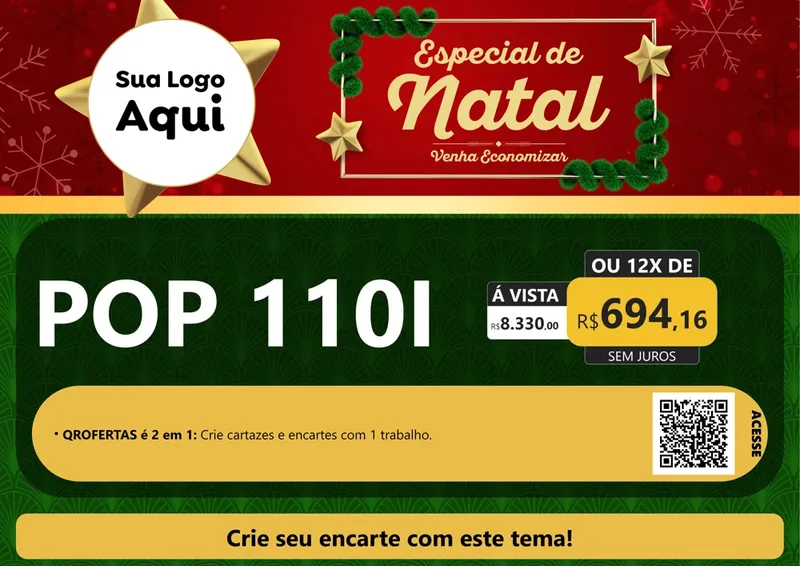 Modelo de Cartaz para Cartaz A4 Horizontal com o tema Especial de Natal para Concessionaria de Motos