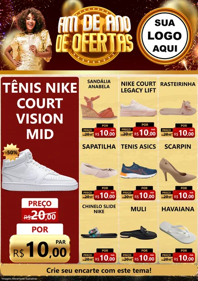 Modelo de Encarte para Encarte A4 Vertical com o tema Fim de Ano de Ofertas para Calçados
