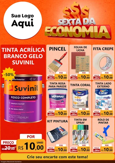 Modelo de Encarte para Encarte A4 Vertical com o tema Sexta da Economia para Tintas e Ferramentas