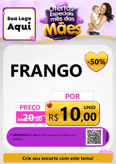 Modelo de Cartaz para Cartaz A4 Vertical com o tema Ofertas Especiais - Mês das Mães para Assados