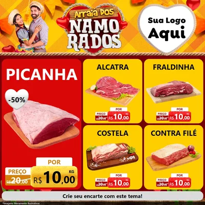 Modelo de Rede Social para Feed Facebook com o tema Arraiá dos Namorados para Açougue