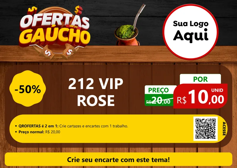 Modelo de Cartaz para Cartaz A4 Horizontal com o tema Ofertas Dia do Gaúcho para Perfumes