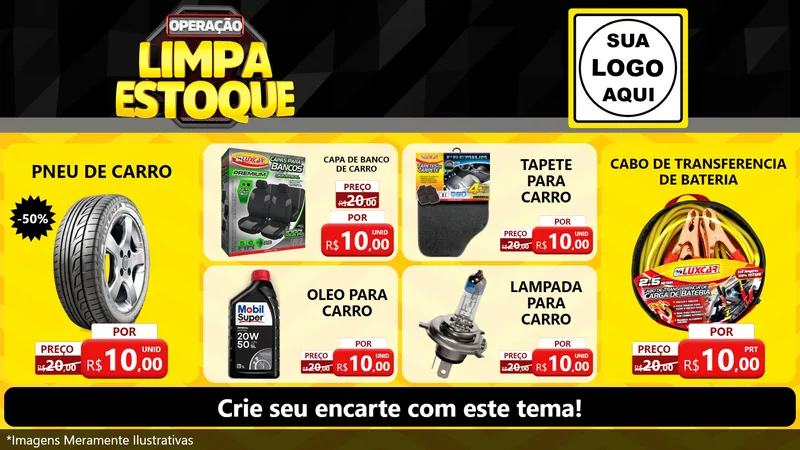 Modelo de TV para TV Horizontal com o tema Operação Limpa Estoque para Auto peças