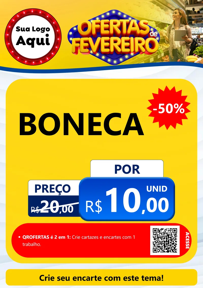 Modelo de Cartaz para Cartaz A4 Vertical com o tema Ofertas de Fevereiro para Brinquedos