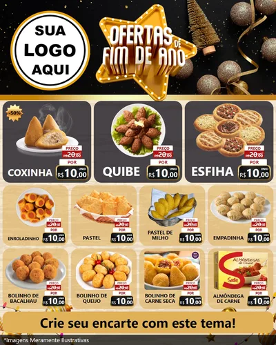 Modelo de Rede Social para Feed Instagram com o tema Ofertas de Fim de Ano para Salgadaria