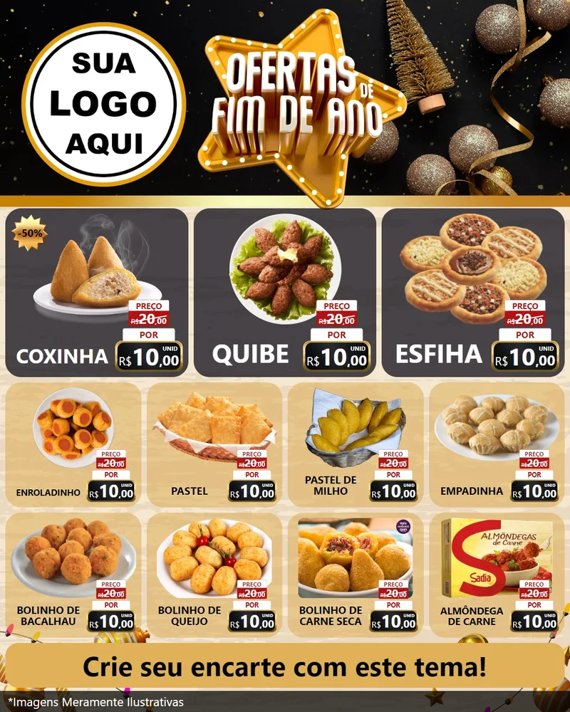 Modelo de Rede Social para Feed Instagram com o tema Ofertas de Fim de Ano para Salgadaria