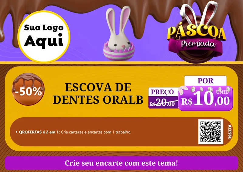 Modelo de Cartaz para Cartaz A4 Horizontal com o tema Páscoa Premiada para Higiene Pessoal