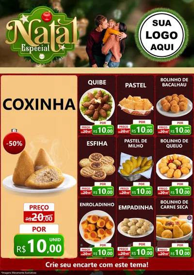 Modelo de Encarte para Encarte A4 Vertical com o tema Natal Especial para Salgadaria