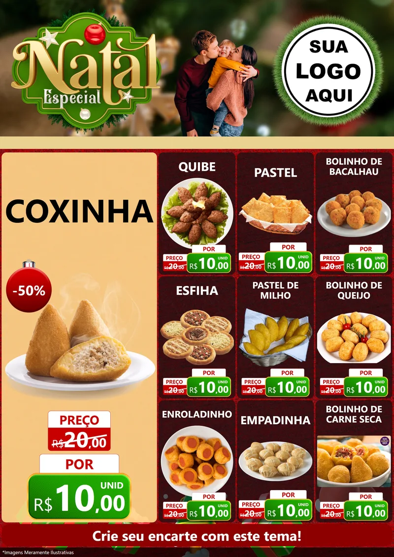 Modelo de Encarte para Encarte A4 Vertical com o tema Natal Especial para Salgadaria