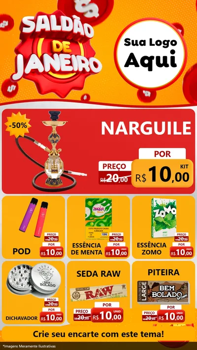 Modelo de Rede Social para Stories com o tema Saldão de Janeiro para Tabacaria
