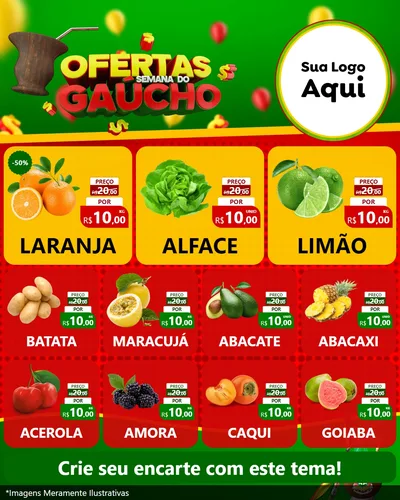 Modelo de Rede Social para Feed Instagram com o tema Ofertas Semana Do Gaúcho para Hortifrúti