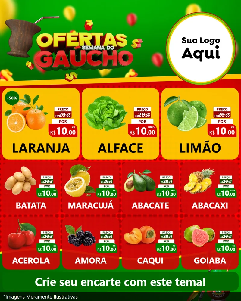 Modelo de Rede Social para Feed Instagram com o tema Ofertas Semana Do Gaúcho para Hortifrúti