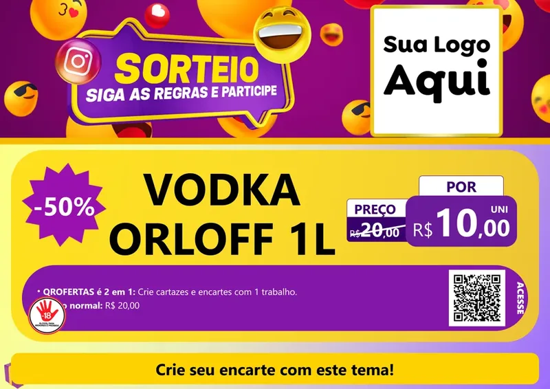 Modelo de Cartaz para Cartaz A4 Horizontal com o tema Sorteio para Distribuidora de bebidas