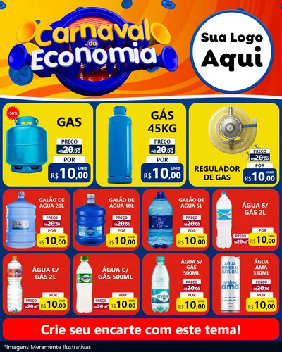Modelo de Rede Social para Feed Instagram com o tema Carnaval da Economia para Água e gás