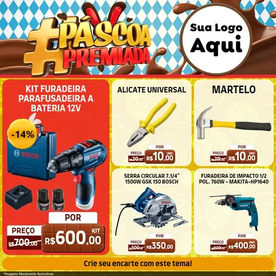 Modelo de Rede Social para Feed Facebook com o tema Páscoa Premiada para Maquinas e Ferramentas