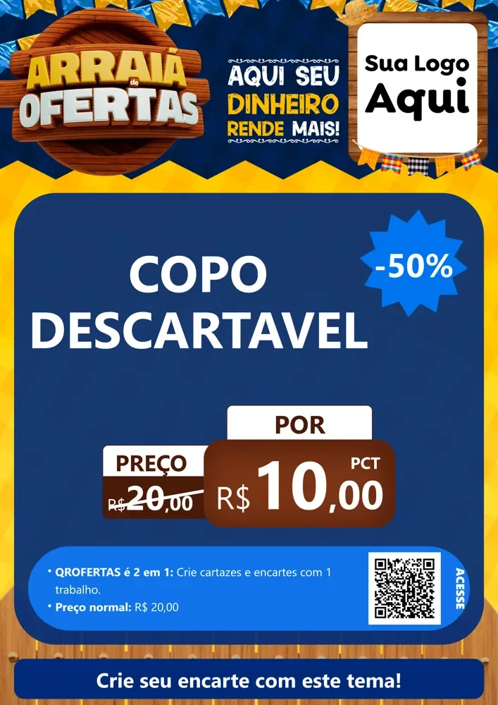 Modelo de Cartaz para Cartaz A4 Vertical com o tema Arraiá de Ofertas - Junina para Embalagens