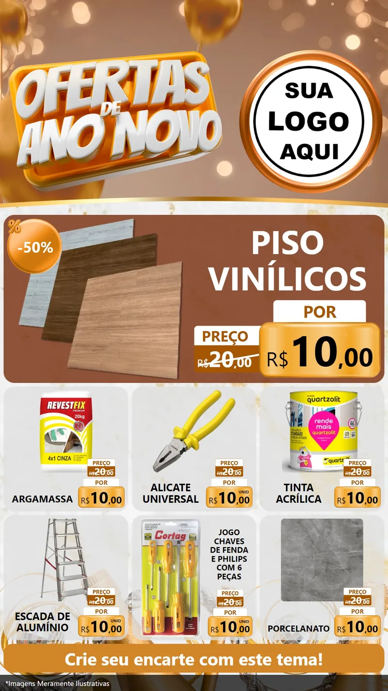 Modelo de Rede Social para Stories com o tema Ofertas de Ano Novo para Material para Construção