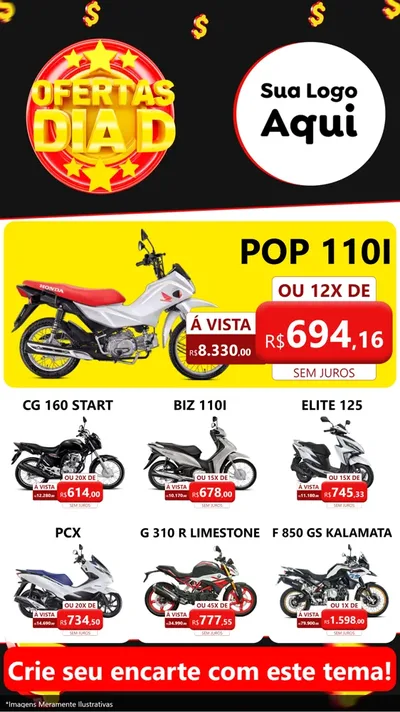 Modelo de Rede Social para Stories com o tema Dia D para Concessionaria de Motos