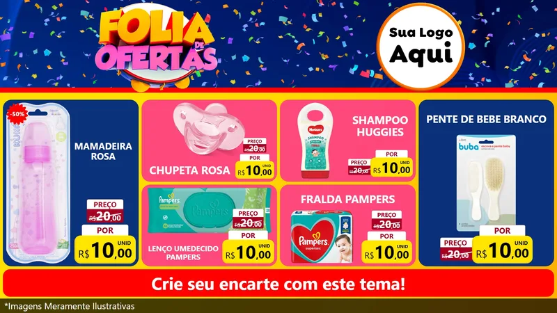 Modelo de TV para TV Horizontal com o tema Folia de Ofertas para Bebês