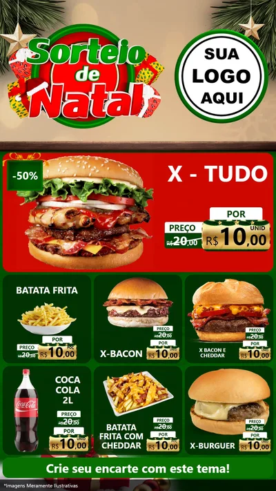 Modelo de Rede Social para Stories com o tema Sorteio de Natal para Hamburgueria