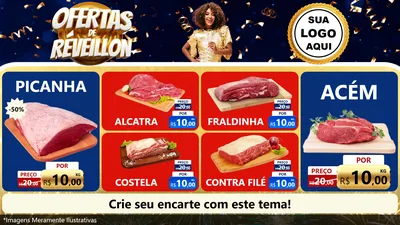 Modelo de TV para TV Horizontal com o tema Ofertas de Réveillon para Açougue