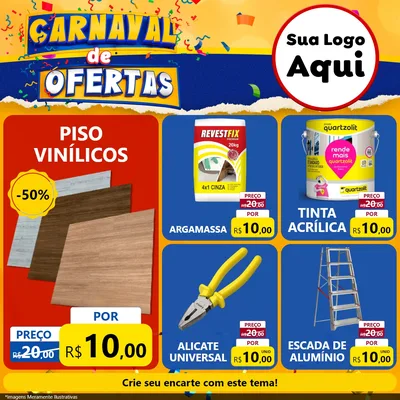 Modelo de Rede Social para Feed Facebook com o tema Carnaval de Ofertas para Material para Construção
