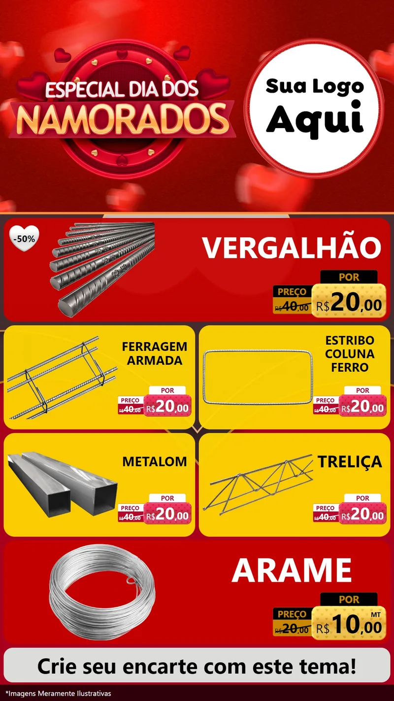 Modelo de TV para TV Vertical com o tema Especial Dia Dos Namorados para Ferragens