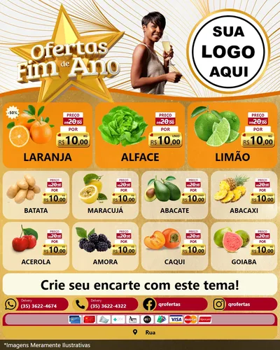 Modelo de Rede Social para Feed Instagram com o tema Ofertas Fim de Ano para Hortifrúti