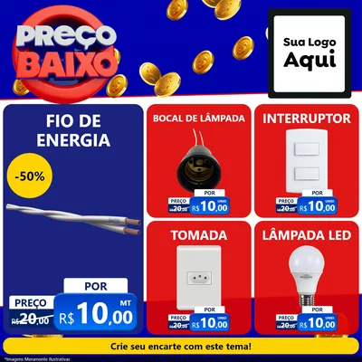 Modelo de Rede Social para Feed Facebook com o tema Preço Baixo para Materiais Elétricos