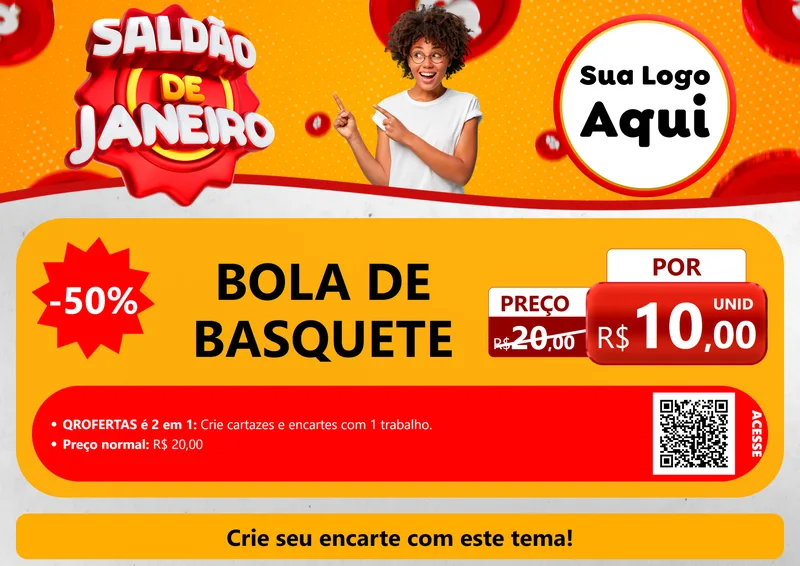 Modelo de Cartaz para Cartaz A4 Horizontal com o tema Saldão de Janeiro para Artigos Esportivos