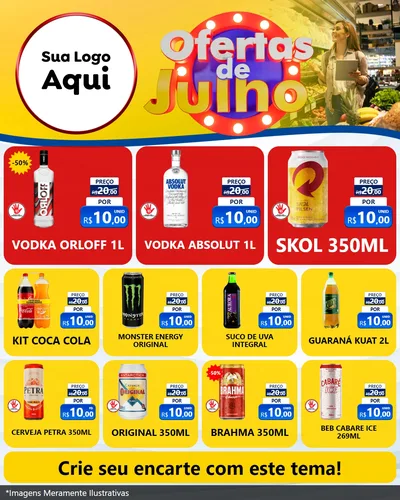 Modelo de Rede Social para Feed Instagram com o tema Ofertas de Julho para Distribuidora de bebidas
