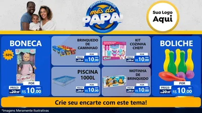 Modelo de TV para TV Horizontal com o tema Ofertas Imperdíveis Mês Do Papai para Brinquedos