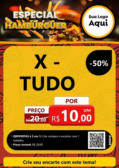 Modelo de Cartaz para Cartaz A4 Vertical com o tema Especial Hambúrguer para Hamburgueria