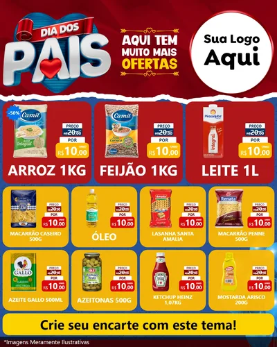 Modelo de Rede Social para Feed Instagram com o tema Dia dos Pais para Supermercado
