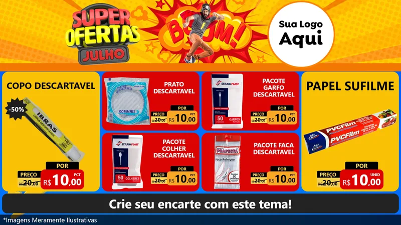 Modelo de TV para TV Horizontal com o tema Super Ofertas Julho para Embalagens