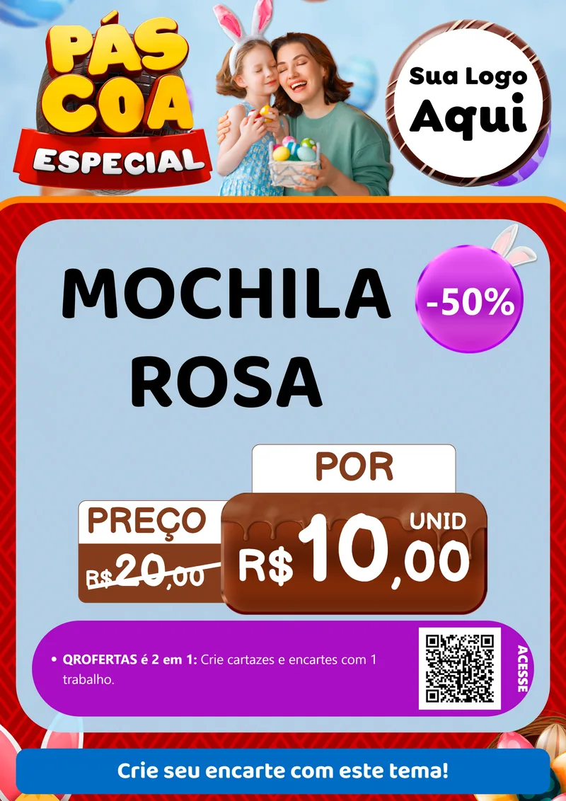 Modelo de Cartaz para Cartaz A4 Vertical com o tema Páscoa Especial para Papelaria
