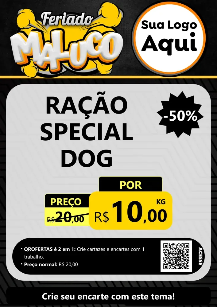 Modelo de Cartaz para Cartaz A4 Vertical com o tema Feriado Maluco para Pet Shop