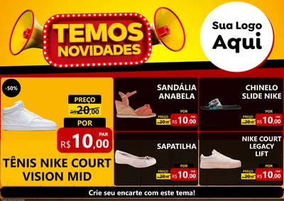 Modelo de Encarte para Encarte A4 Horizontal com o tema Temos Novidades para Calçados