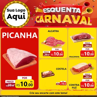 Modelo de Rede Social para Feed Facebook com o tema Esquenta Carnaval para Açougue